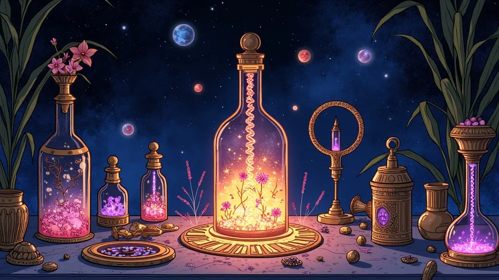 Illuminated plate for the Archiater's Rounds "A Cure Written for a Single Child": a stylized, non-photographic scene of the communion's alien clergy. Machine-generated illustration.